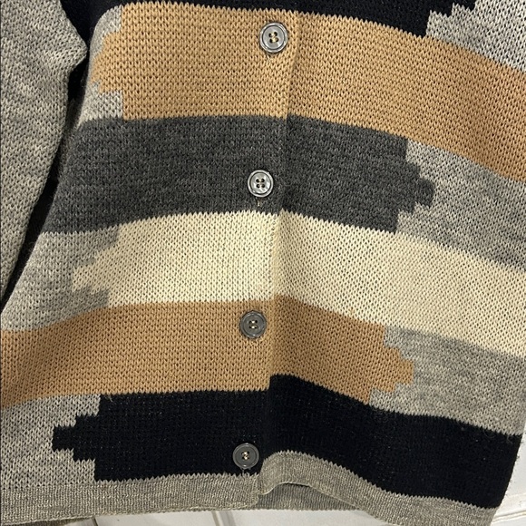 Vintage 60's 70's Jack Winter Wool Geometric Print Cardigan Sweater - Size 38/8 - Picture 4 of 7